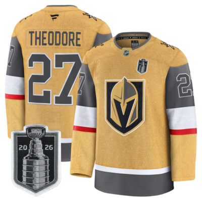 Men's Vegas Golden Knights 2026 Stanley Cup Champions Premium Jersey - Gold / Shea Theodore