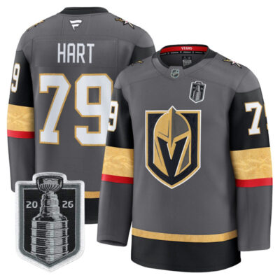 Men's Vegas Golden Knights 2026 Stanley Cup Champions Premium Jersey - Gray / Carter Hart