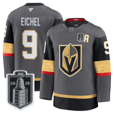 Men's Vegas Golden Knights 2026 Stanley Cup Champions Premium Jersey - Gray / Jack Eichel