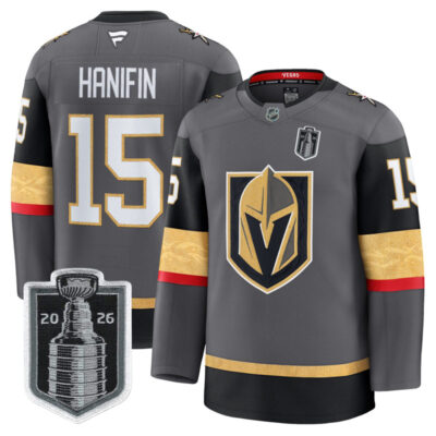 Men's Vegas Golden Knights 2026 Stanley Cup Champions Premium Jersey - Gray / Noah Hanifin