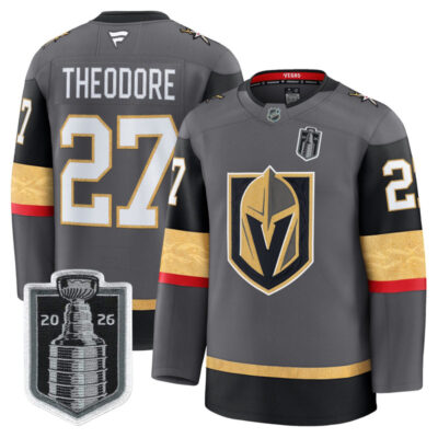 Men's Vegas Golden Knights 2026 Stanley Cup Champions Premium Jersey - Gray / Shea Theodore