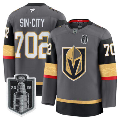 Men's Vegas Golden Knights 2026 Stanley Cup Champions Premium Jersey - Gray / SinCity 702