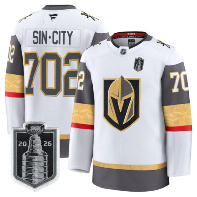 Men's Vegas Golden Knights 2026 Stanley Cup Champions Premium Jersey - White / SinCity 702