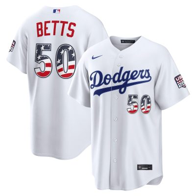 Mookie Betts Los Angeles Dodgers USA 250 Fourth of July Home Stadium Jersey - White