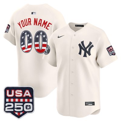 New York Yankees USA 250 Fourth of July Vapor Premier Limited Custom Jersey - Liberty Cream