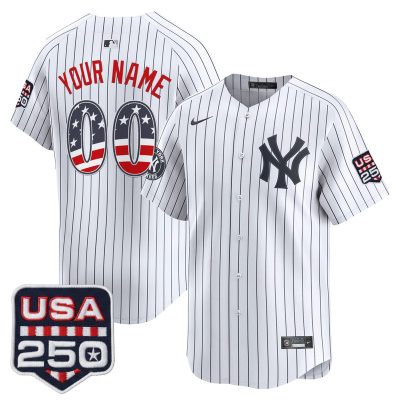 New York Yankees USA 250 Fourth of July Vapor Premier Limited Custom Jersey - Pinstripe