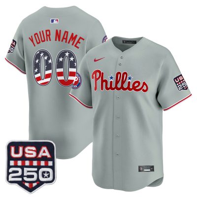 Philadelphia Phillies USA 250 Fourth of July Vapor Premier Limited Custom Jersey - Gray