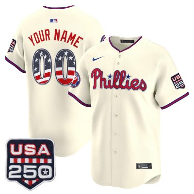 Philadelphia Phillies USA 250 Fourth of July Vapor Premier Limited Custom Jersey - Liberty Cream