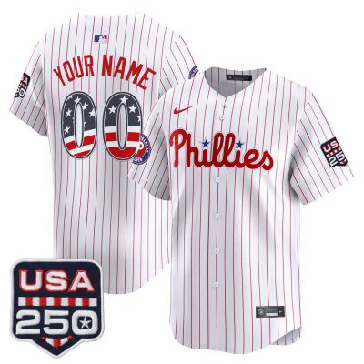 Philadelphia Phillies USA 250 Fourth of July Vapor Premier Limited Custom Jersey - Pinstripe
