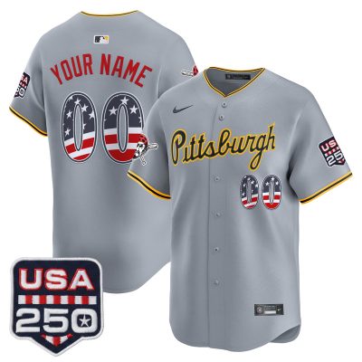 Pittsburgh Pirates USA 250 Fourth of July Vapor Premier Limited Custom Jersey - Gray