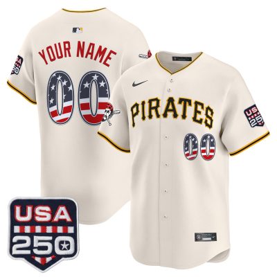Pittsburgh Pirates USA 250 Fourth of July Vapor Premier Limited Custom Jersey - Liberty Cream