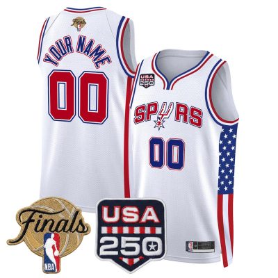 San Antonio Spurs "America 250 Edition" 2026 Finals patch Custom Swingman Stitched Jersey - White