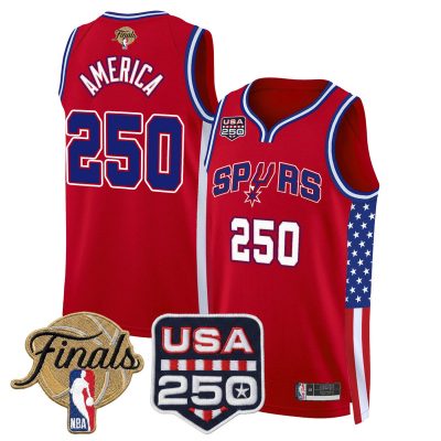 San Antonio Spurs "America 250 Edition" 2026 Finals patch Swingman Stitched Jersey - Red / 250 America