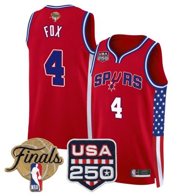 San Antonio Spurs "America 250 Edition" 2026 Finals patch Swingman Stitched Jersey - Red / De'Aaron Fox
