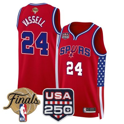San Antonio Spurs "America 250 Edition" 2026 Finals patch Swingman Stitched Jersey - Red / Devin Vassell