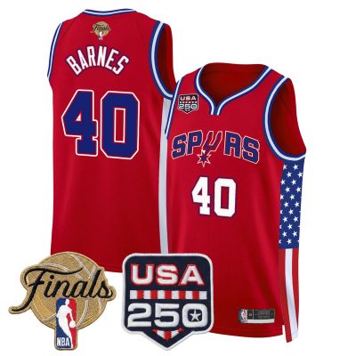 San Antonio Spurs "America 250 Edition" 2026 Finals patch Swingman Stitched Jersey - Red / Harrison Barnes