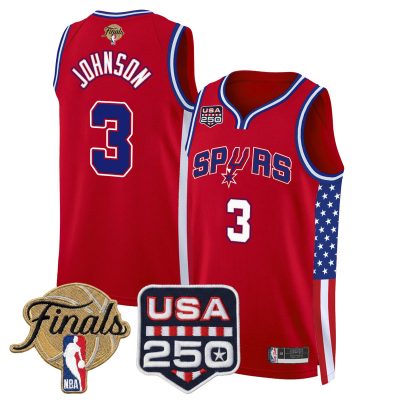 San Antonio Spurs "America 250 Edition" 2026 Finals patch Swingman Stitched Jersey - Red / Keldon Johnson