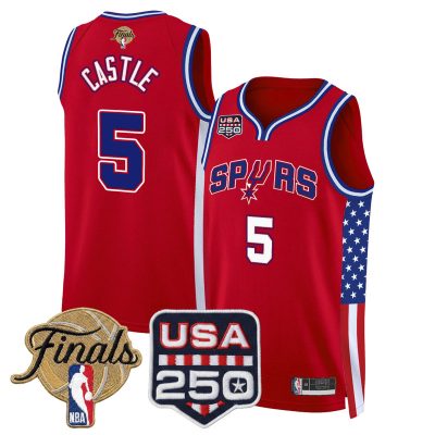 San Antonio Spurs "America 250 Edition" 2026 Finals patch Swingman Stitched Jersey - Red / Stephon Castle