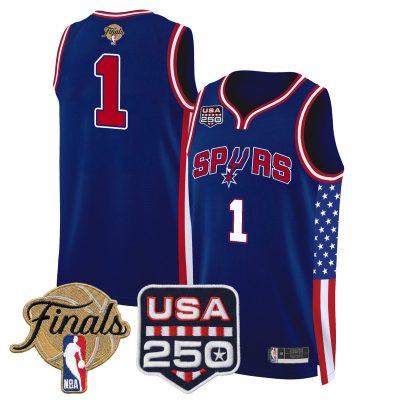 San Antonio Spurs "America 250 Edition" 2026 Finals patch Swingman Stitched Jersey - Royal / #1 Team