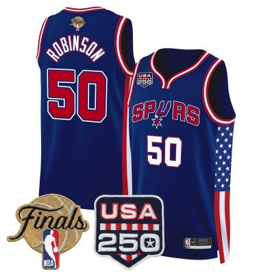 San Antonio Spurs "America 250 Edition" 2026 Finals patch Swingman Stitched Jersey - Royal / David Robinson
