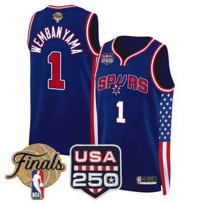 San Antonio Spurs "America 250 Edition" 2026 Finals patch Swingman Stitched Jersey - Royal / Victor Wembanyama