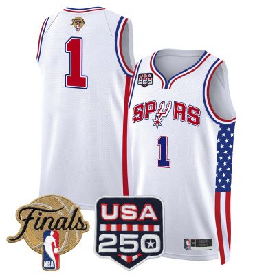San Antonio Spurs "America 250 Edition" 2026 Finals patch Swingman Stitched Jersey - White / #1 Team