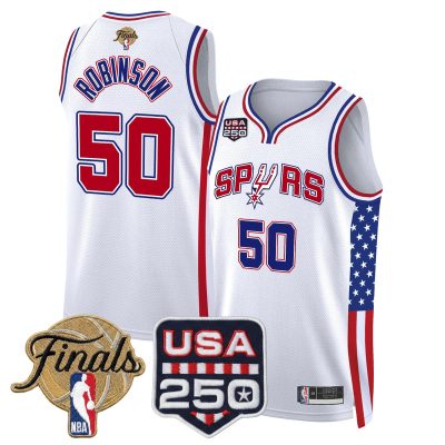 San Antonio Spurs "America 250 Edition" 2026 Finals patch Swingman Stitched Jersey - White / David Robinson