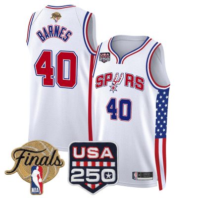San Antonio Spurs "America 250 Edition" 2026 Finals patch Swingman Stitched Jersey - White / Harrison Barnes