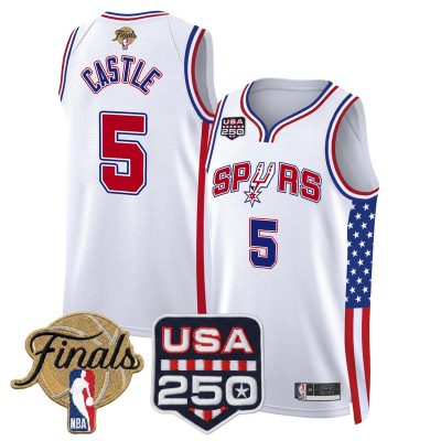 San Antonio Spurs "America 250 Edition" 2026 Finals patch Swingman Stitched Jersey - White / Stephon Castle