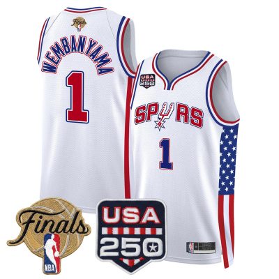 San Antonio Spurs "America 250 Edition" 2026 Finals patch Swingman Stitched Jersey - White / Victor Wembanyama