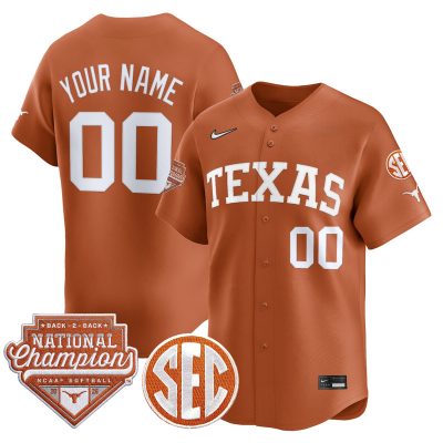 Texas Longhorns 2026 Back-To-Back World Series (WCWS) Champions Vapor Premier Limited Custom Jersey - Orange