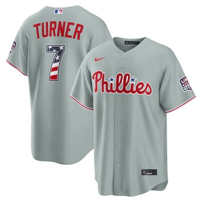 Trea Turner Philadelphia Phillies USA 250 Fourth of July Road Stadium Jersey - Gray