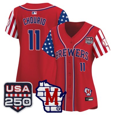 Women's Milwaukee Brewers "America250 Edition" Vapor Premier Limited Jersey - Red / Jackson Chourio