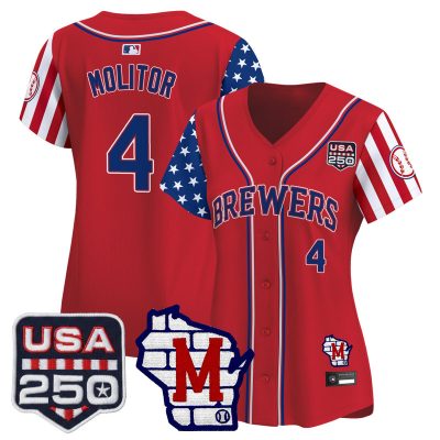Women's Milwaukee Brewers "America250 Edition" Vapor Premier Limited Jersey - Red / Paul Molitor
