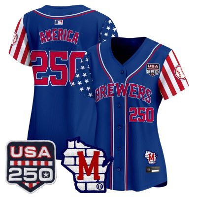 Women's Milwaukee Brewers "America250 Edition" Vapor Premier Limited Jersey - Royal / 250 America