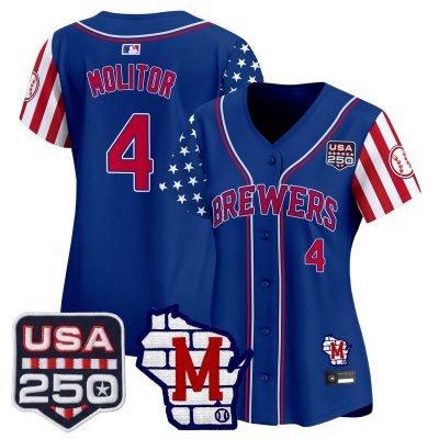 Women's Milwaukee Brewers "America250 Edition" Vapor Premier Limited Jersey - Royal / Paul Molitor