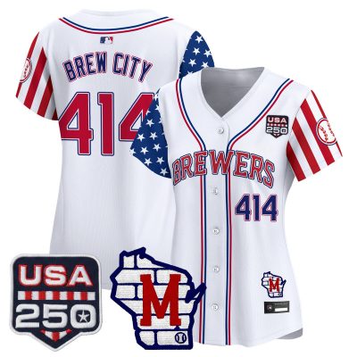 Women's Milwaukee Brewers "America250 Edition" Vapor Premier Limited Jersey - White / Brew City 414