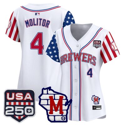 Women's Milwaukee Brewers "America250 Edition" Vapor Premier Limited Jersey - White / Paul Molitor