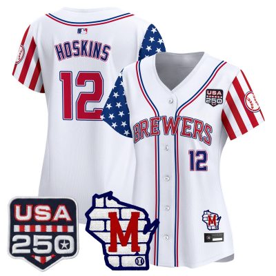 Women's Milwaukee Brewers "America250 Edition" Vapor Premier Limited Jersey - White / Rhys Hoskins