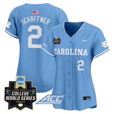 Women's North Carolina Tar Heels 2026 World Series Vapor Premier Limited Jersey - Blue / Jake Schaffner