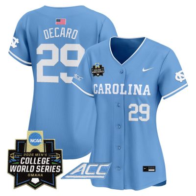 Women's North Carolina Tar Heels 2026 World Series Vapor Premier Limited Jersey - Blue / Jason DeCaro