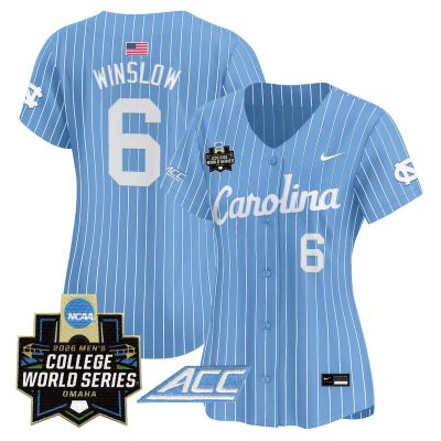 Women's North Carolina Tar Heels 2026 World Series Vapor Premier Limited Jersey - Blue Pinstripe / Macon Winslow