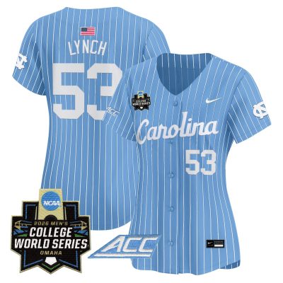 Women's North Carolina Tar Heels 2026 World Series Vapor Premier Limited Jersey - Blue Pinstripe / Ryan Lynch