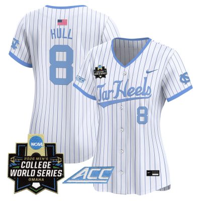 Women's North Carolina Tar Heels 2026 World Series Vapor Premier Limited Jersey - White Pinstripe / Owen Hull