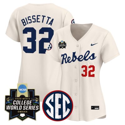 Women's Ole Miss Rebels 2026 World Series Vapor Premier Limited Jersey - Cream / Tristan Bissetta