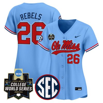 Women's Ole Miss Rebels 2026 World Series Vapor Premier Limited Jersey - Light Blue / #26 Rebels