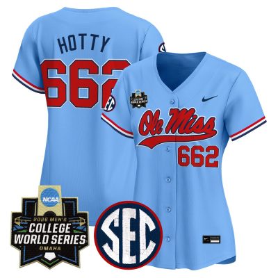 Women's Ole Miss Rebels 2026 World Series Vapor Premier Limited Jersey - Light Blue / Hotty 662