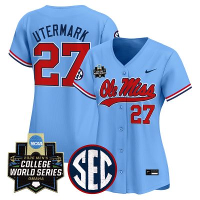 Women's Ole Miss Rebels 2026 World Series Vapor Premier Limited Jersey - Light Blue / Judd Utermark