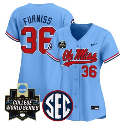 Women's Ole Miss Rebels 2026 World Series Vapor Premier Limited Jersey - Light Blue / Will Furniss