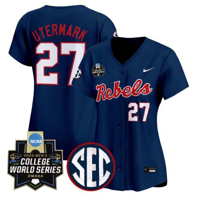 Women's Ole Miss Rebels 2026 World Series Vapor Premier Limited Jersey - Navy / Judd Utermark